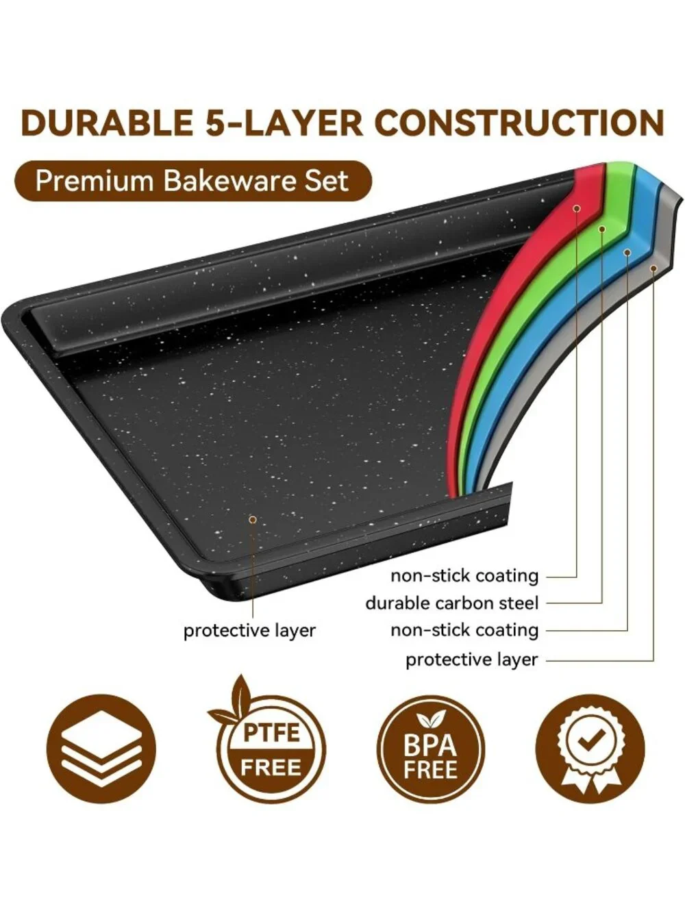 13-Piece Black Includes Cookie Sheet with Rack Cake Pan Nonstick Bakeware Sets